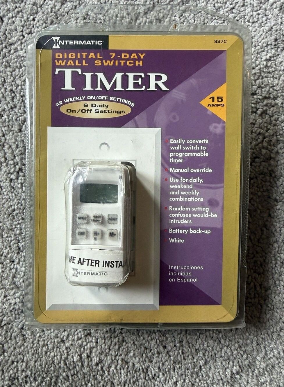 Intermatic Digital Timer SS7C 7-Day Wall Switch 15A Single & 3-Way White NEW